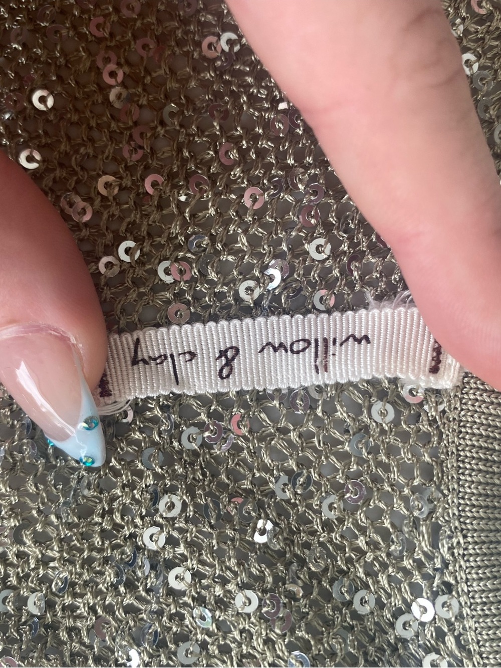 Willow & Clay Silver Sequin Knit Top